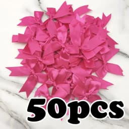(50 Pcs/pack) 85*85mm Fresh Pink Ribbon Bows Small Size Satin Ribbon Bow Flower Craft Decoration Handwork DIY Party Decoration