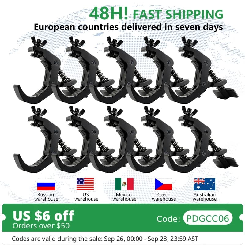 10Pcs/Lots Durable Heavy Duty Hooks Alumimun Alloy Clamp 150kg 40-60mm Bracket Stage  Stage Light Hook Light Clamp Holder Truss