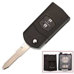 jingyuqin 2/3 Button Remote Key Fob Shell Case Folding Flip For Mazda 2 3 5 6 CX-7 / CX-9 / MX-5 With Uncut Blade Replacement