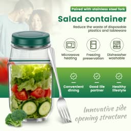 Salad Pod Leakproof Plastic Salad Box With Side-opening Cover Layering Salad Pod Portable Breakfast Fruit Storage Box for Picnic