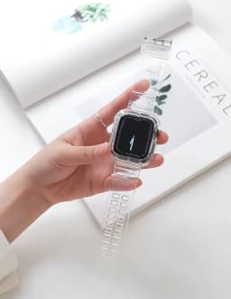 Clear Band + Case for Apple Watch Series 12 11 10 9 8 SE 7 6 5 Transparent Silicone Strap for iWatch 49mm 45 44 42 46 38 40 41mm