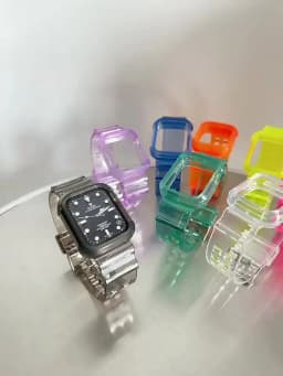 Clear Band + Case for Apple Watch Series 12 11 10 9 8 SE 7 6 5 Transparent Silicone Strap for iWatch 49mm 45 44 42 46 38 40 41mm