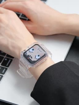 Clear Band + Case for Apple Watch Series 12 11 10 9 8 SE 7 6 5 Transparent Silicone Strap for iWatch 49mm 45 44 42 46 38 40 41mm