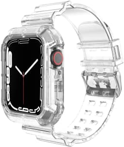Clear Band + Case for Apple Watch Series 12 11 10 9 8 SE 7 6 5 Transparent Silicone Strap for iWatch 49mm 45 44 42 46 38 40 41mm