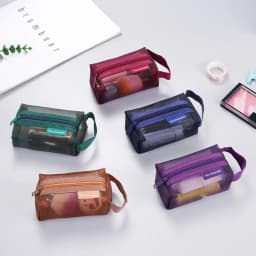 Fashion Cosmetic Bag Stationery Case Square Mesh Storage Pouch Mini Zipper Coin Purse Large Capacity Key Bags