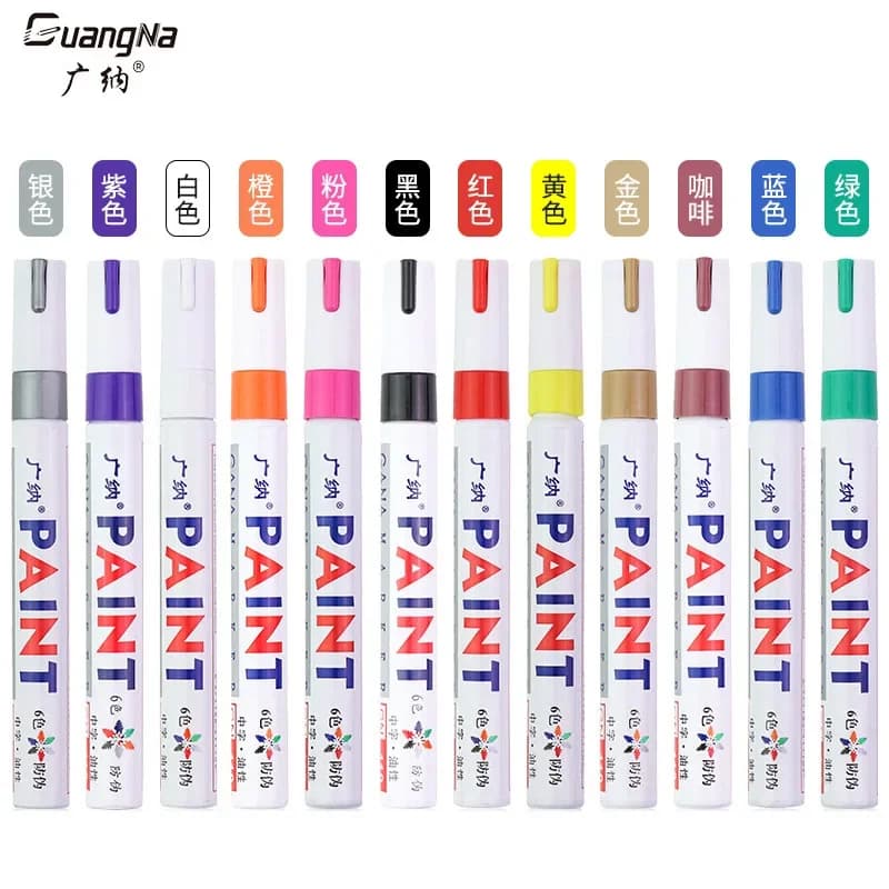 12 Color Permanent Paint Pens White Markers Oil Based Waterproof Marker Pen for Metal Rock Painting, Wood, Plastic, Canvas, Mugs