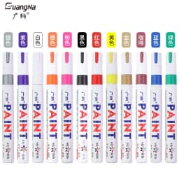 12 Color Permanent Paint Pens White Markers Oil Based Waterproof Marker Pen for Metal Rock Painting, Wood, Plastic, Canvas, Mugs