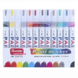12 Color Permanent Paint Pens White Markers Oil Based Waterproof Marker Pen for Metal Rock Painting, Wood, Plastic, Canvas, Mugs