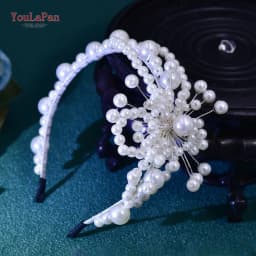 TOPQUEEN Beaded Flower Bridal Hair Hoop Headwear Fashion Women Pearl Hair Accessories Bridal Wedding Luxury Jewelry HP697