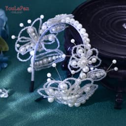 TOPQUEEN Beaded Flower Bridal Hair Hoop Headwear Fashion Women Pearl Hair Accessories Bridal Wedding Luxury Jewelry HP697
