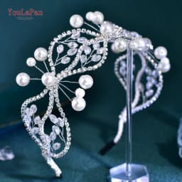 TOPQUEEN Beaded Flower Bridal Hair Hoop Headwear Fashion Women Pearl Hair Accessories Bridal Wedding Luxury Jewelry HP697