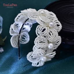 TOPQUEEN Beaded Flower Bridal Hair Hoop Headwear Fashion Women Pearl Hair Accessories Bridal Wedding Luxury Jewelry HP697
