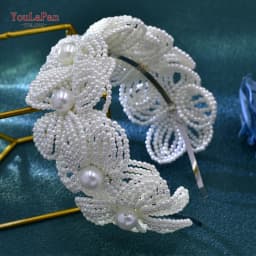 TOPQUEEN Beaded Flower Bridal Hair Hoop Headwear Fashion Women Pearl Hair Accessories Bridal Wedding Luxury Jewelry HP697