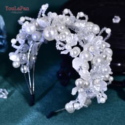 TOPQUEEN Beaded Flower Bridal Hair Hoop Headwear Fashion Women Pearl Hair Accessories Bridal Wedding Luxury Jewelry HP697