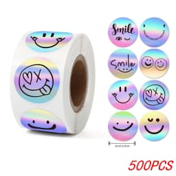 100-500pcs Rainbow Laser Thank You for Supporting My Small Business Stickers Gift Envelope Sealing Shipping Mail Labels 1inch