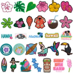 1/30PCS Summer Travel Shoe Charms for Women Men Kid Surfboard Sailing Shoe Decoration for Coconut Flower Accessories Clog Buckle