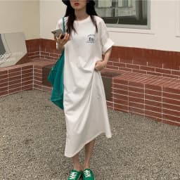 Style Baby 1+1 (2 Piece Set) Summer Women's Lettering Overfit Short Sleeve Dress Op1442