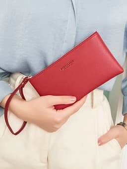 New Minimalist Zipper Coin Wallet High-Quality PU Leather Credit Card Phone Storage Bag Ultra-Thin Women's Long Wallet Handbag