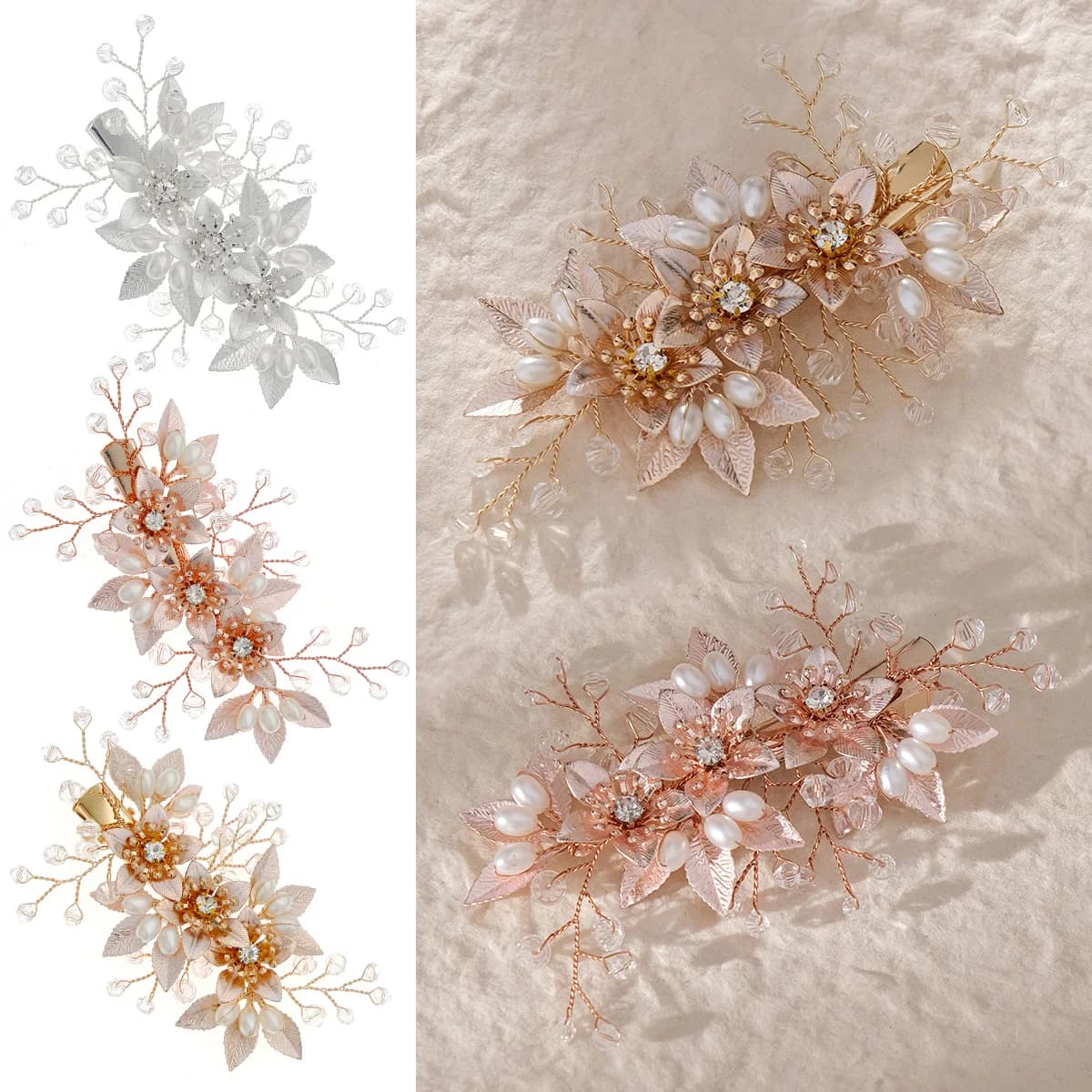 Pearl Rhinestone Flower Bridal Hair Clip Headpiece Luxury & Elegance Floral Comb Wedding Jewellry Accessories Bridesmaid Favours