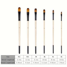 6pcs Paint Brushes Set Soft Nylon Filbert Angular Flat Round Pointed Tip Acrylic Paint Brushes for Watercolor Oil Acrylic