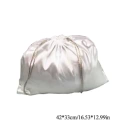 Large Silk Satin Drawstring Care Bag Custom Wigs Storage Dust Proof Packaging Pouch Black Reusable Sack Handbag Shoes Travel Bag