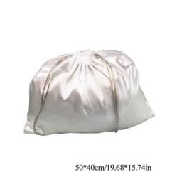 Large Silk Satin Drawstring Care Bag Custom Wigs Storage Dust Proof Packaging Pouch Black Reusable Sack Handbag Shoes Travel Bag