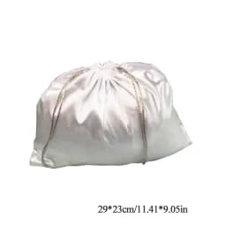 Large Silk Satin Drawstring Care Bag Custom Wigs Storage Dust Proof Packaging Pouch Black Reusable Sack Handbag Shoes Travel Bag