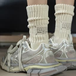Men's Vintage Male Letter Medium Tube Socks Japanese Solid Thickened Sports Socks Towel Bottom Couple Knitted Socks