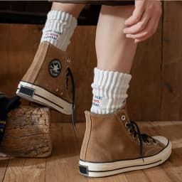Men's Vintage Male Letter Medium Tube Socks Japanese Solid Thickened Sports Socks Towel Bottom Couple Knitted Socks
