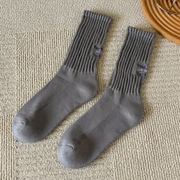 Men's Vintage Male Letter Medium Tube Socks Japanese Solid Thickened Sports Socks Towel Bottom Couple Knitted Socks