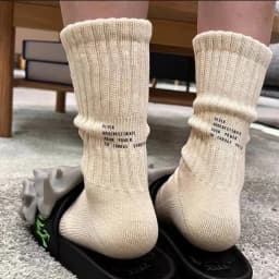 Men's Vintage Male Letter Medium Tube Socks Japanese Solid Thickened Sports Socks Towel Bottom Couple Knitted Socks