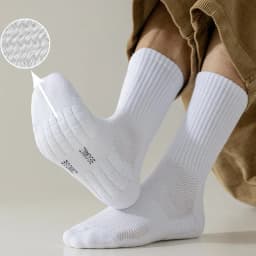 Men's Vintage Male Letter Medium Tube Socks Japanese Solid Thickened Sports Socks Towel Bottom Couple Knitted Socks