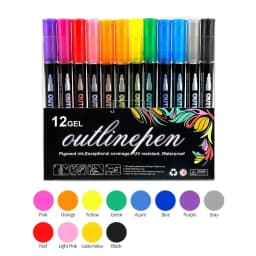 Double Line Contour Pen for Children,Color Dream Metal,Hand Account Fluorescent Pen,greeting Card,Children's Graffiti,Color Suit