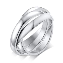 Customize Jewelry 3 Finger Ring Sets For Women Stainless Steel Wedding Engagement Ring Personalized Wholesale