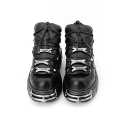 2026 New Brand Punk Style Women Shoes Lace-up heel height 6CM Platform Shoes Woman Rock Boots Metal Decor Woman Sneakers