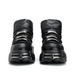 2026 New Brand Punk Style Women Shoes Lace-up heel height 6CM Platform Shoes Woman Rock Boots Metal Decor Woman Sneakers