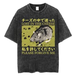 The Horrors Are Never Ending Yet I Remain Silly T-shirt Funny Japanese Style Frog Retro Washed T Shirt Men's Oversized Tees Tops