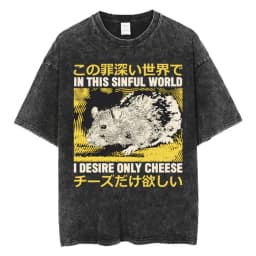 The Horrors Are Never Ending Yet I Remain Silly T-shirt Funny Japanese Style Frog Retro Washed T Shirt Men's Oversized Tees Tops