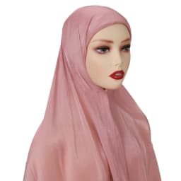 New Solid Color Glitter Hijabs 2pcs with Undercap Muslim Ladies Soft Head Wrap Shimmer Satin Crepe Hijab Shawl