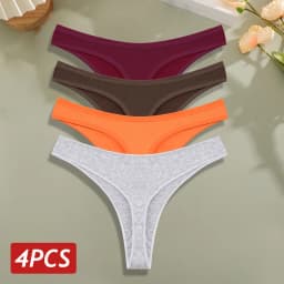 4PCS/Set Cotton Panties for Women Sexy Low Rise G-String Thongs Ultra-thi Seamless Panties Female No Trace Soft Basic Underwear