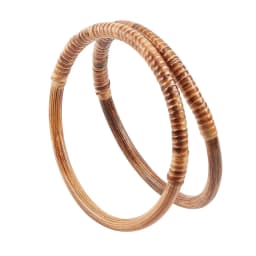 2PCS Rattan Woven Wood Round Shaped Handles 6Inch Replacement Decorative Handles for Handmade Bag DIY Crocheted Purse Accessory