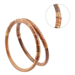 2PCS Rattan Woven Wood Round Shaped Handles 6Inch Replacement Decorative Handles for Handmade Bag DIY Crocheted Purse Accessory