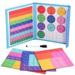 Math Mastery Montessori Magnetic Fraction Puzzles Colorful Wooden Book for Children Arithmetic Learning Teaching Aids