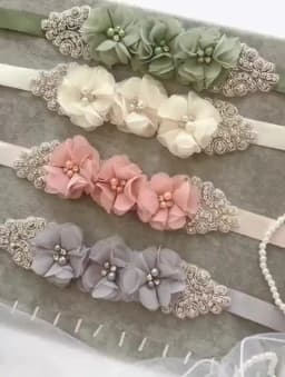(1PC) Silver Rhinestones Bridal Belt Flower Wedding Dress Belts Polyester Satin Wedding Sash for Wedding Bridesmaid Dress