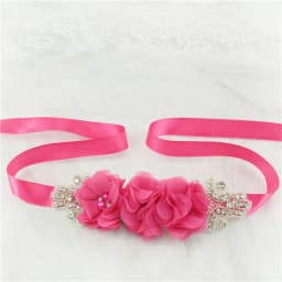 (1PC) Silver Rhinestones Bridal Belt Flower Wedding Dress Belts Polyester Satin Wedding Sash for Wedding Bridesmaid Dress