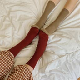 CHAOZHU Autumn Winter Red Brown Color Series Women Loose Socks Rib Cotton Fashion Basic Daily Classic Sock Female