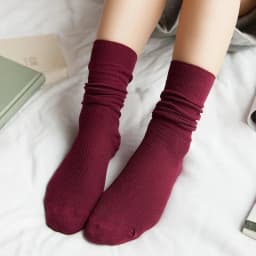 CHAOZHU Autumn Winter Red Brown Color Series Women Loose Socks Rib Cotton Fashion Basic Daily Classic Sock Female