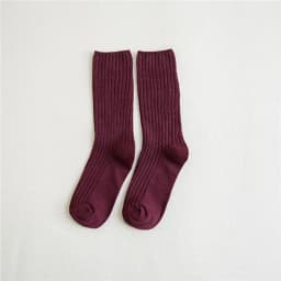 CHAOZHU Autumn Winter Red Brown Color Series Women Loose Socks Rib Cotton Fashion Basic Daily Classic Sock Female
