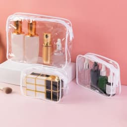 Men Women Travel Clear Cosmetic Bag Transparent Black Zipper Makeup Bag Organizer Box Waterproof Toiletry Wash Make Up Bags Case