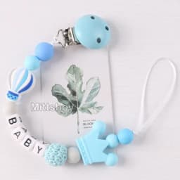 NEW Personalized Name Handmade Beech Pacifier Clip Holder Chain Silicone Rainbow Pacifier Chain Baby Teether Teething Chain Gift